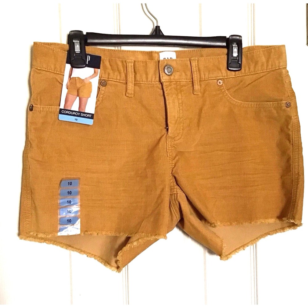 NWT Gap Womens Mustard Mid Rise Corduroy Shorts Size 10